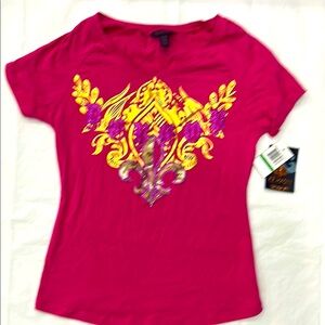 NWT.. Dereon Pink Gold Graphic Tee